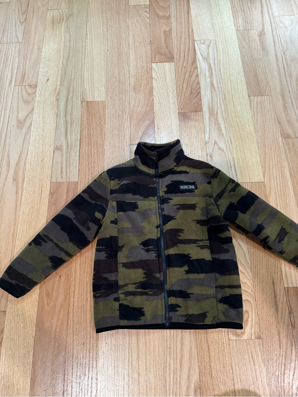 Pacific Trail Kids Camouflage Zip Fleece Jacket - Olive Green & Black
